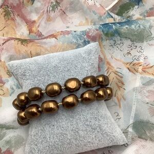 Vintage Carolee Hand Knotted Gold Over Sterling  Beaded Bracelet